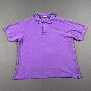 Lacoste Sport Shirt Mens Extra Large Size 7 Purple Polo Embroidered Croc Logo
